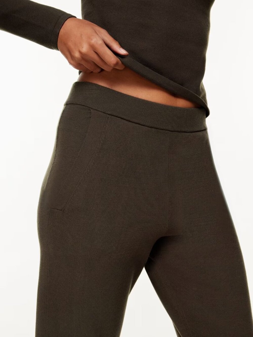 Aritzia Babaton Rodin Knit Jogger High Rise Rich Mocha Brown Size XL - Picture 4 of 10